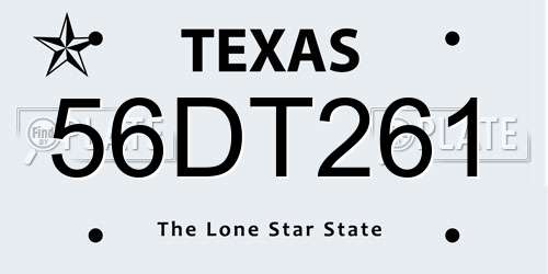 56DT261 Texas License Plate