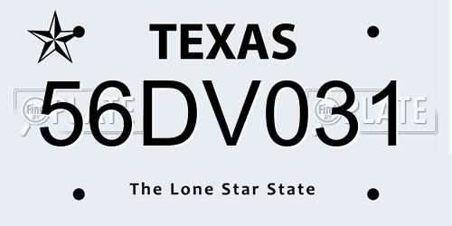 56DV031 Texas License Plate