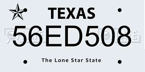56ED508 Texas License Plate