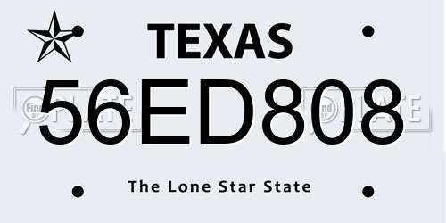 56ED808 Texas License Plate