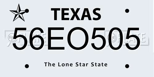 56EO505 Texas License Plate