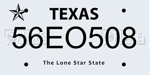56EO508 Texas License Plate