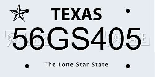 56GS405 Texas License Plate