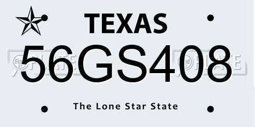 56GS408 Texas License Plate