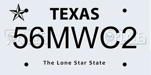 56MWC2 Texas License Plate