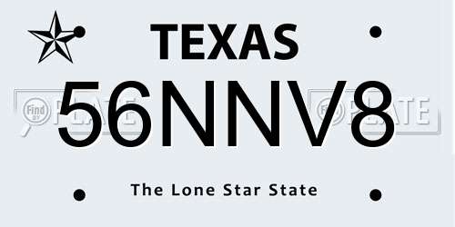 56NNV8 Texas License Plate