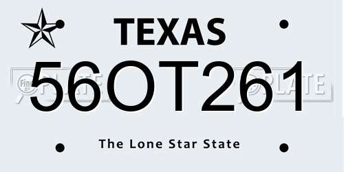 56OT261 Texas License Plate