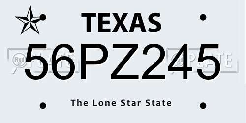 56PZ245 Texas License Plate