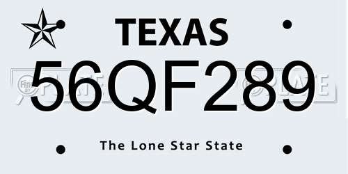 56QF289 Texas License Plate