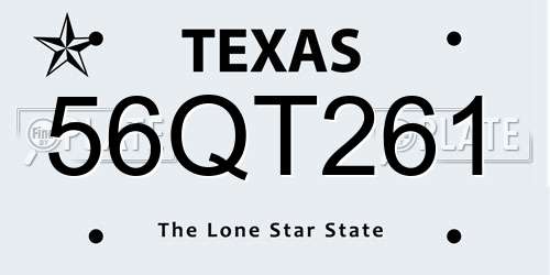 56QT261 Texas License Plate