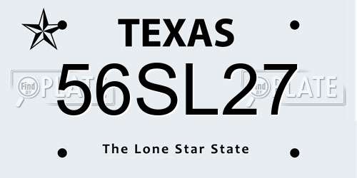 56SL27 Texas License Plate