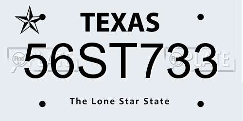 56ST733 Texas License Plate
