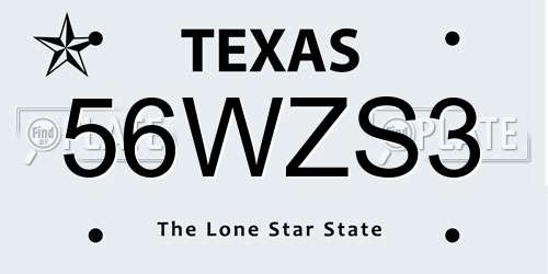 56WZS3 Texas License Plate