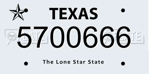 5700666 Texas License Plate