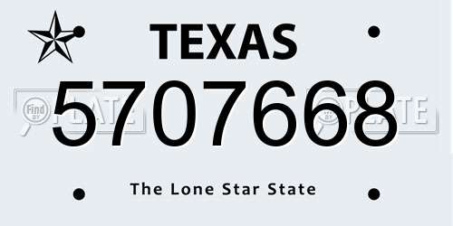 5707668 Texas License Plate