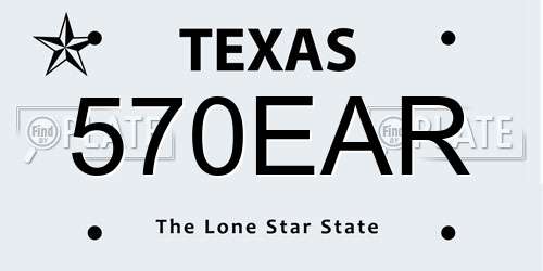 570EAR Texas License Plate