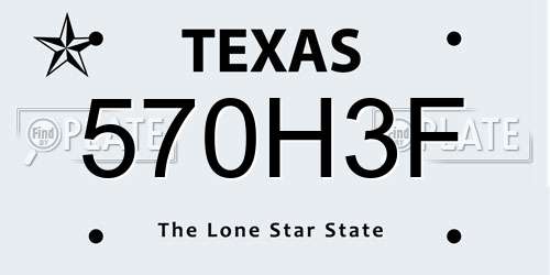 570H3F Texas License Plate