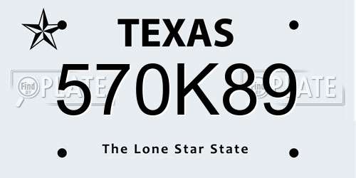 570K89 Texas License Plate