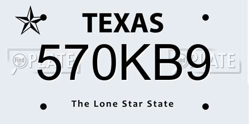 570KB9 Texas License Plate