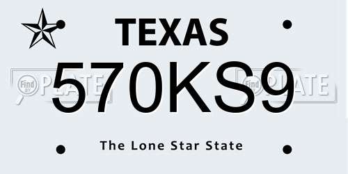 570KS9 Texas License Plate