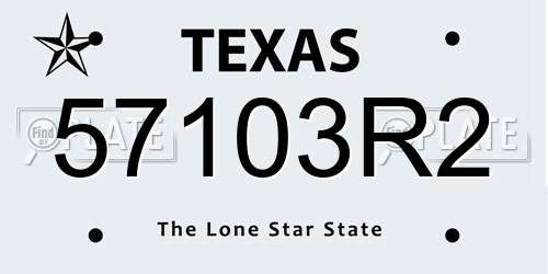57103R2 Texas License Plate