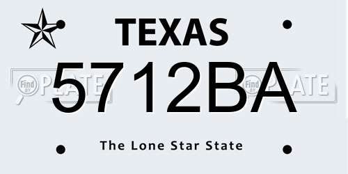 5712BA Texas License Plate