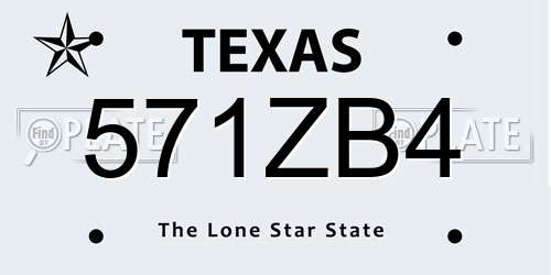 571ZB4 Texas License Plate