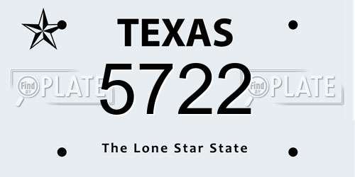 5722 Texas License Plate