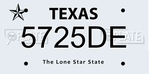 5725DE Texas License Plate