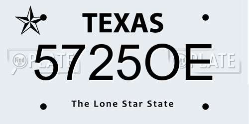 5725OE Texas License Plate