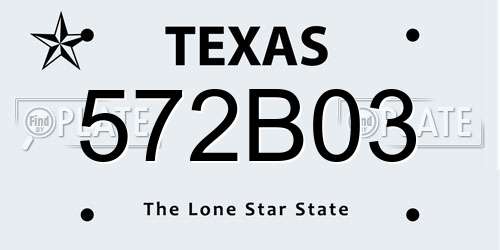 572B03 Texas License Plate