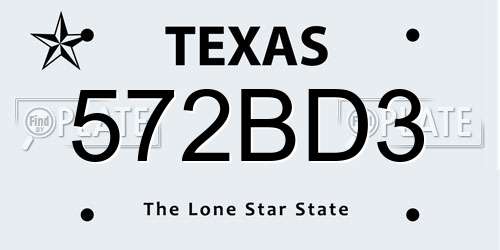 572BD3 Texas License Plate