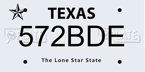 572BDE Texas License Plate