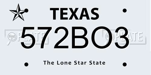 572BO3 Texas License Plate