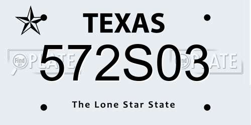 572S03 Texas License Plate