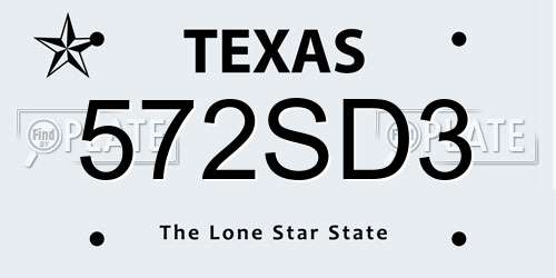 572SD3 Texas License Plate
