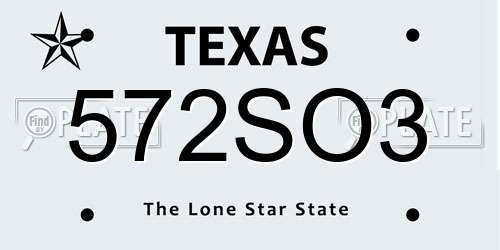 572SO3 Texas License Plate