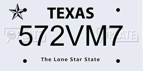 572VM7 Texas License Plate