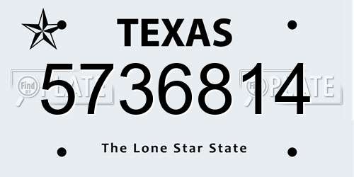 5736814 Texas License Plate