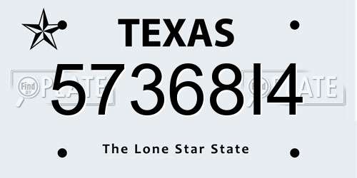 57368I4 Texas License Plate