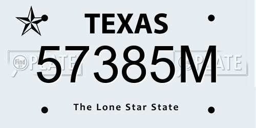 57385M Texas License Plate