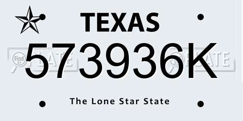 573936K Texas License Plate