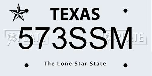 573SSM Texas License Plate