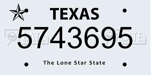 5743695 Texas License Plate
