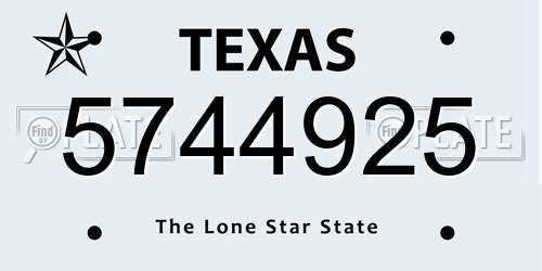 5744925 Texas License Plate