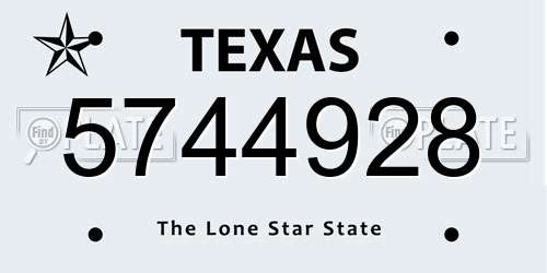 5744928 Texas License Plate