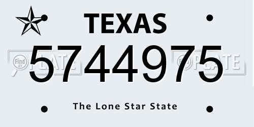 5744975 Texas License Plate
