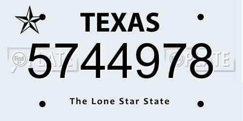 5744978 Texas License Plate