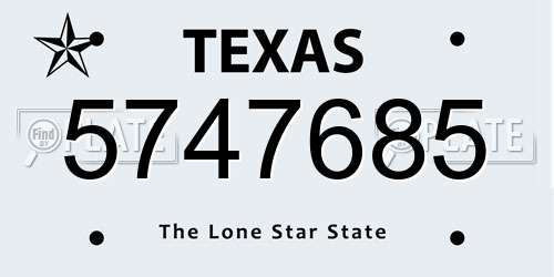 5747685 Texas License Plate