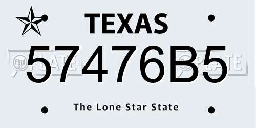 57476B5 Texas License Plate